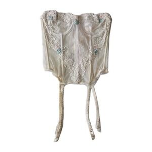 Vtg Victorias Secret Lace Floral Embroidered Bustier Corset Deadstock Gold Label